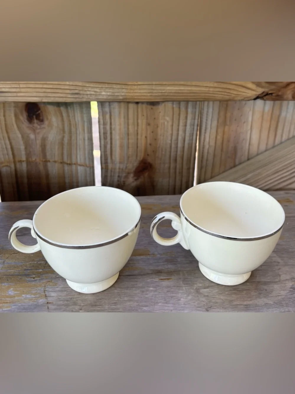 Vintage Taylor Smith & Taylor China USA Silhouette Pattern 2 Tea Cups 2 Saucers